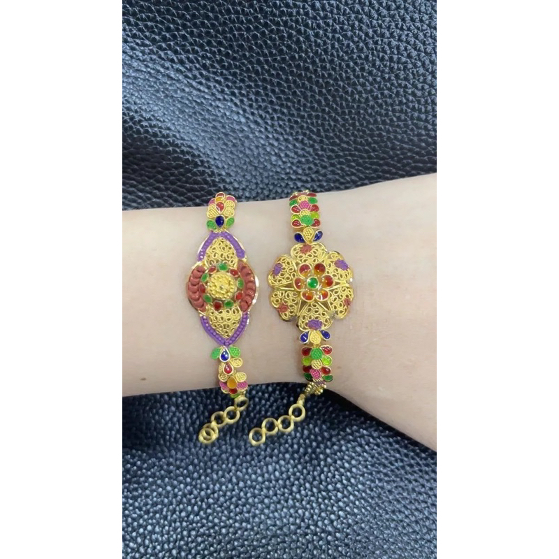 Gelang dubai asli model terbaru gelang warna etnik emas asli 916