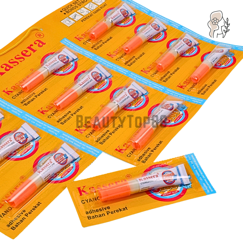 

Lem Power Glue Kassera / Lem Cair Super Glue Kasera / Lem Instant Serbaguna Bentuk Tube Renceng