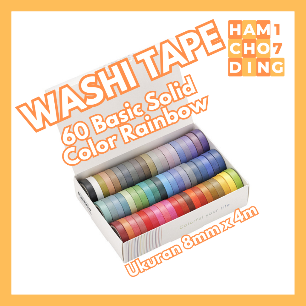 

MINI WASHI TAPE BASIC SOLID COLOR RAINBOW (RANDOM)