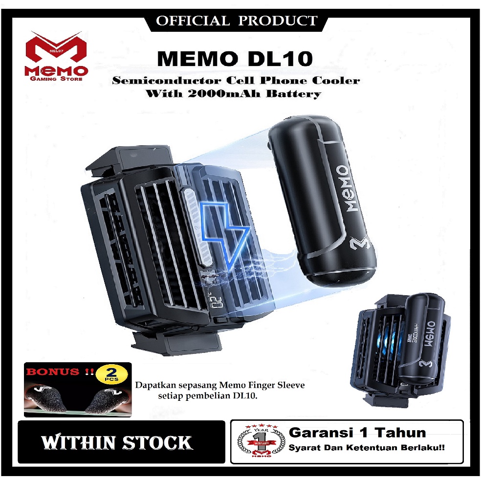 Best Seller MEMO 1 Fan Cooler Phone Cooler with Rechargeable Battery Pendingin HP Gaming RGB Funcool