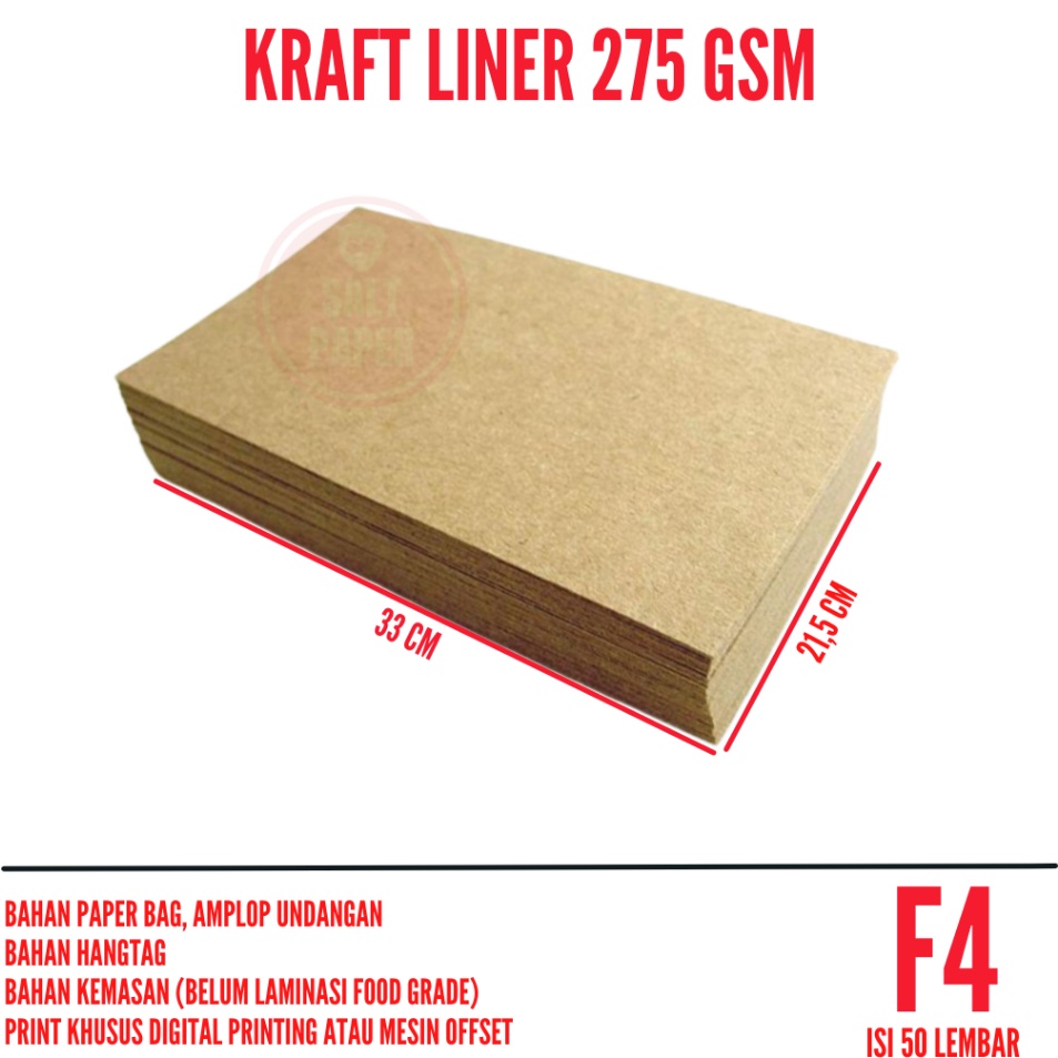

Paling Istimewa Samson Kraft 275 gsm F4 isi 5 lembar Kertas Samson Kraft Liner Tebal 275 gram