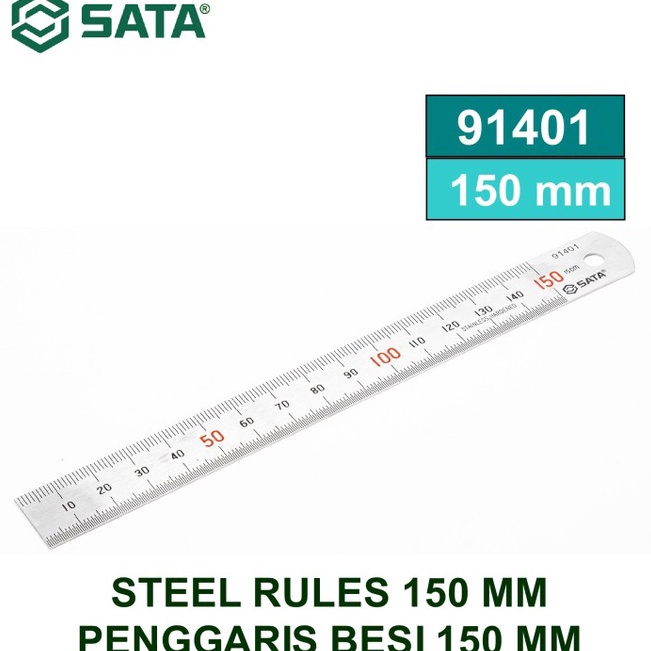 

Sedang Trend SATA 9141 Penggaris Lurus Besi Stainless 15 mm 15 cm Steel Rules 15mm