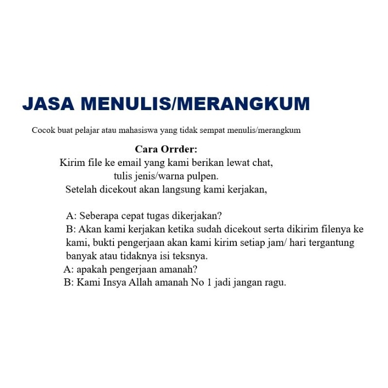 

Jasa Merangkum/Menulis dikertas Folio Bisa Via WA