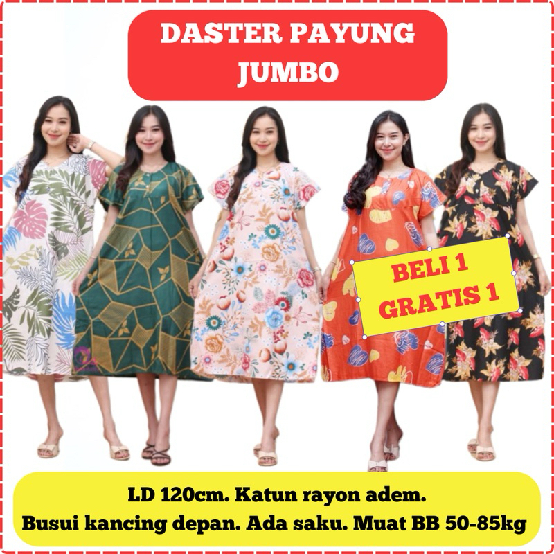Daster Kekinian Terbaru Beli 1 GRATIS 1 Model Payung JUMBO Busui Motif Lucu LD 120 Murah Bahan Katun