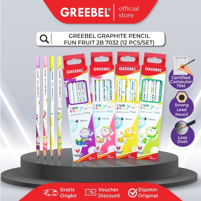 

1LUSIN PENSIL 2B GREEBEL SERI FRUITY 7032