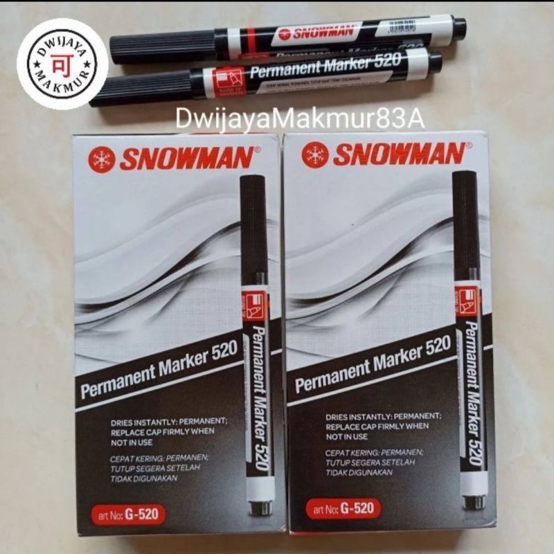 

Spidol Permanen Marker 520 Snowman (12pcs) Hitam / Biru