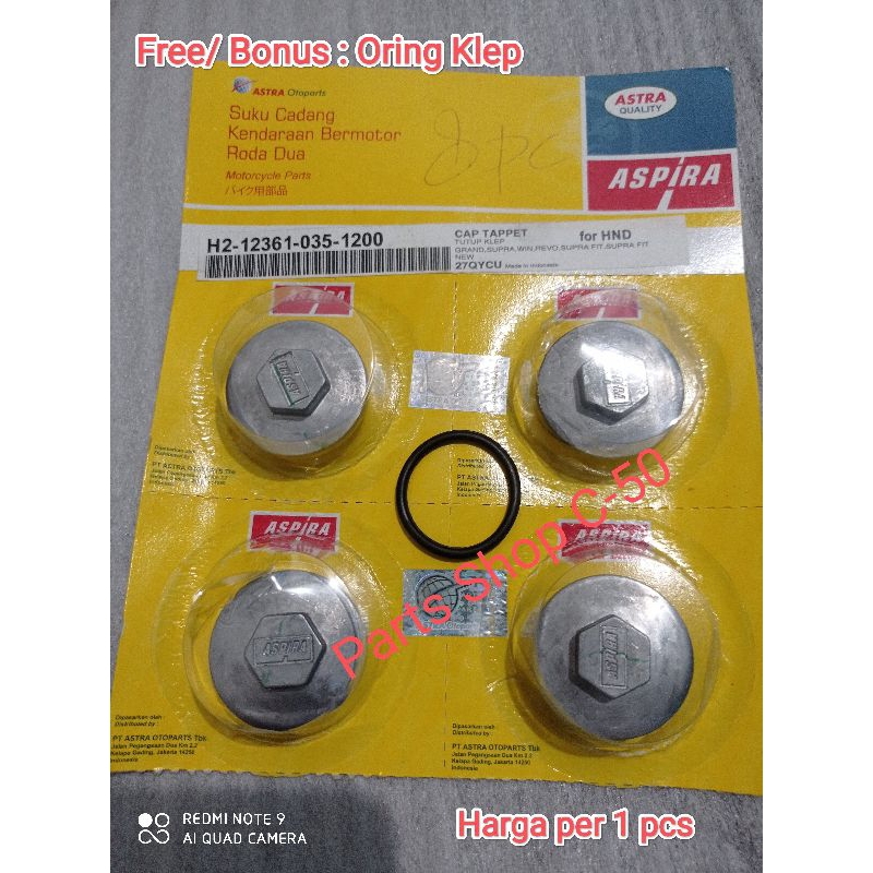 ORIGINAL ASPIRA Tutup Klep Honda Astrea Grand Supra Win Revo Supra Fit Supra Fit New Free Oring Klep