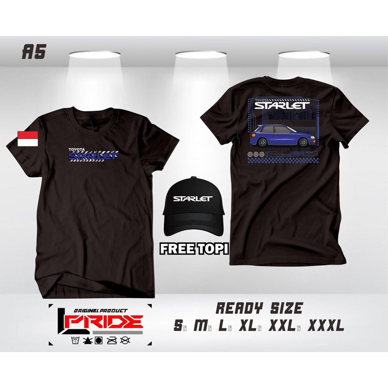 Kaos Toyota Starlet Kotak Free Topi