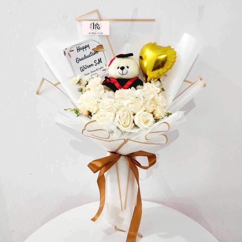 buket bunga wisuda | bouquet snack balon pita | wisuda birthday anniversary bloom box | bunga mawar