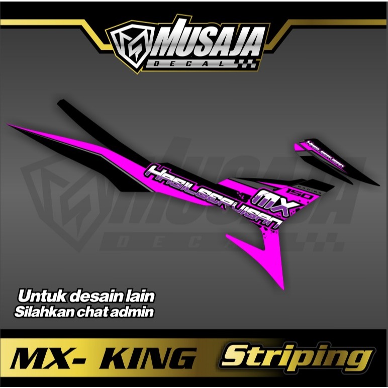Stiker Striping mx king hitam ungu transparan uv glossy non full body