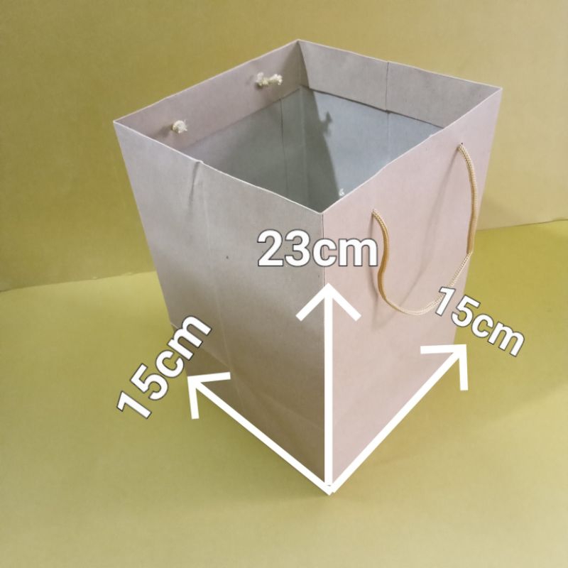 

paperbag polos coklat untuk toples kue kering ukuran 15x15x23cm isi 12pcs/pack