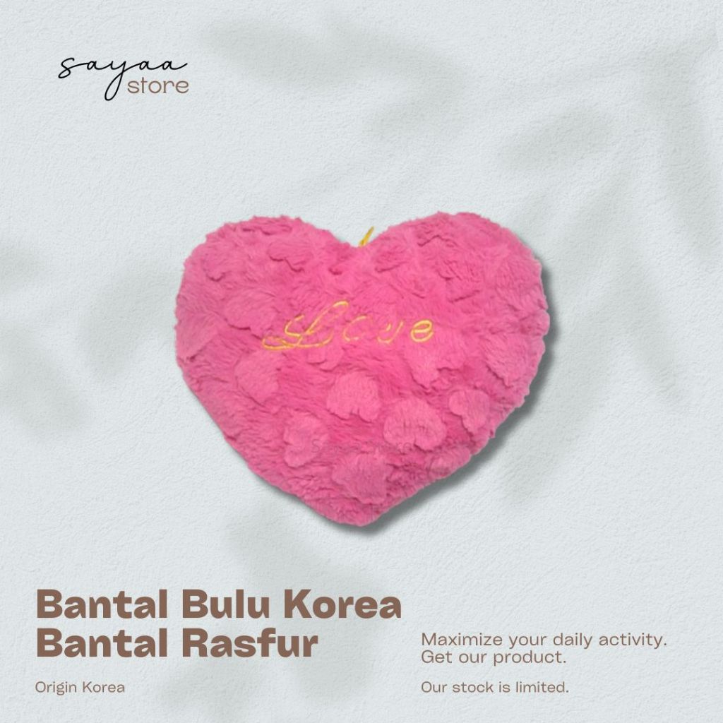 Bantal Bulu Korea Bantal Rasfur Pink Love