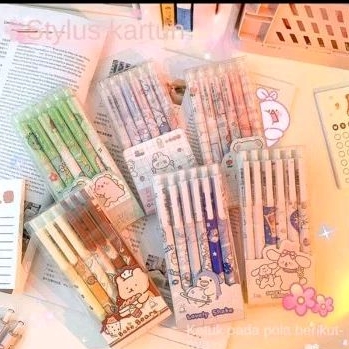 

【Puluz】1 pak berisi 6 pulpen gel kartun/pena gel mekanik pola lucu-（0,5mm hitam）