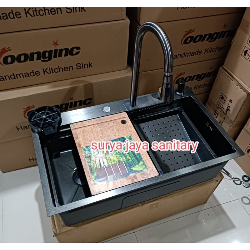 Paket lengkap kitchen sink LUXURY 7545 hitam / Kitchen Sink 7545 black