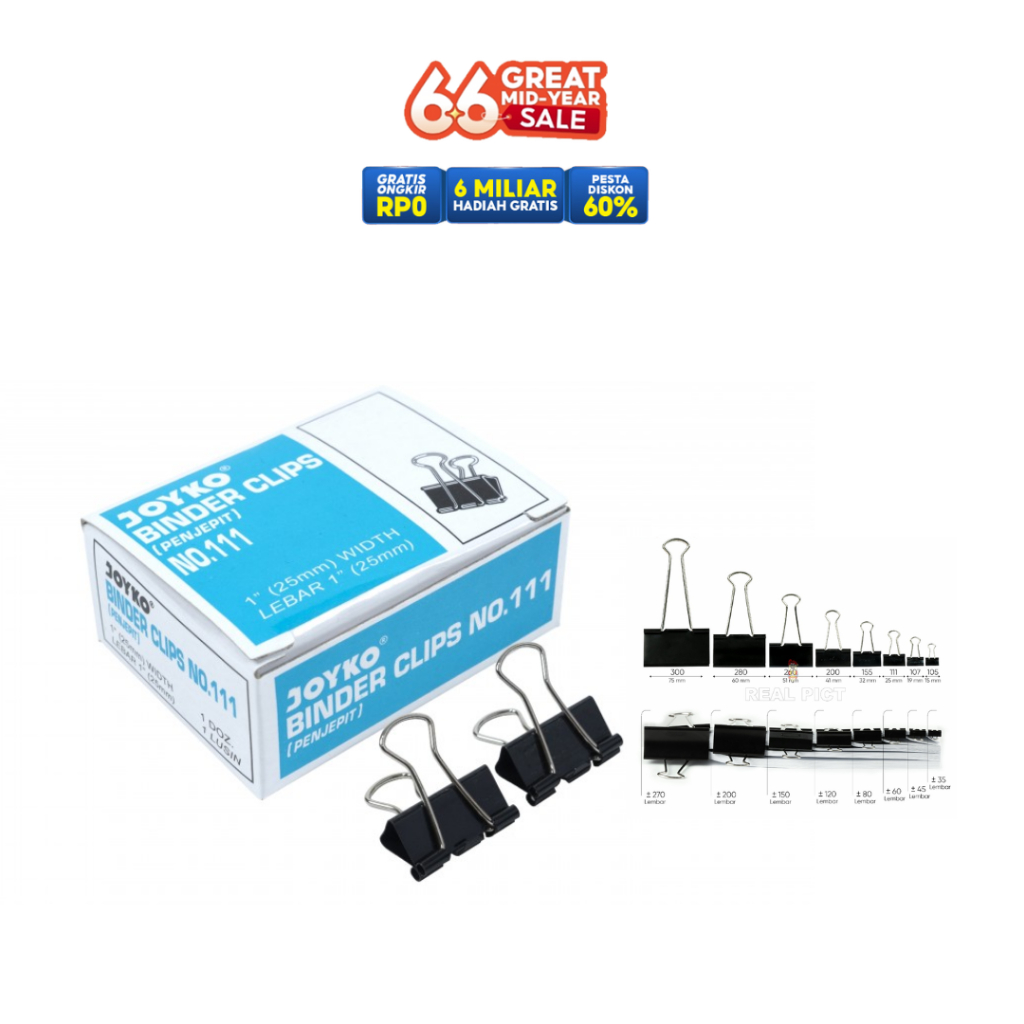 

Binder Clip Klip Penjepit Kertas Joyko Black - Ukuran 105 - 260