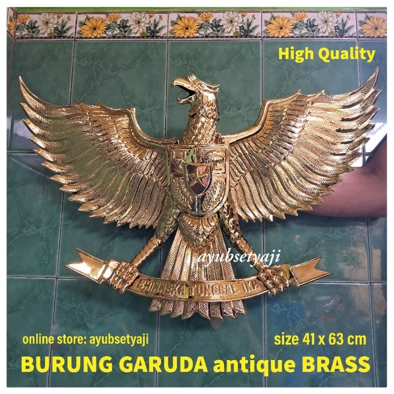 Burung Garuda PANCASILA Kuningan antik BRASS GOLD SOLID Dekorasi Lambang Burung Garuda warna emas an