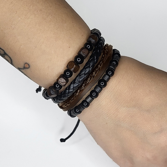 TERBARU GMT4D GELANG MULTILAYER SET ISI 4 PCS - GELANG PRIA ETNIK, VINTAGE, RETRO STYLE