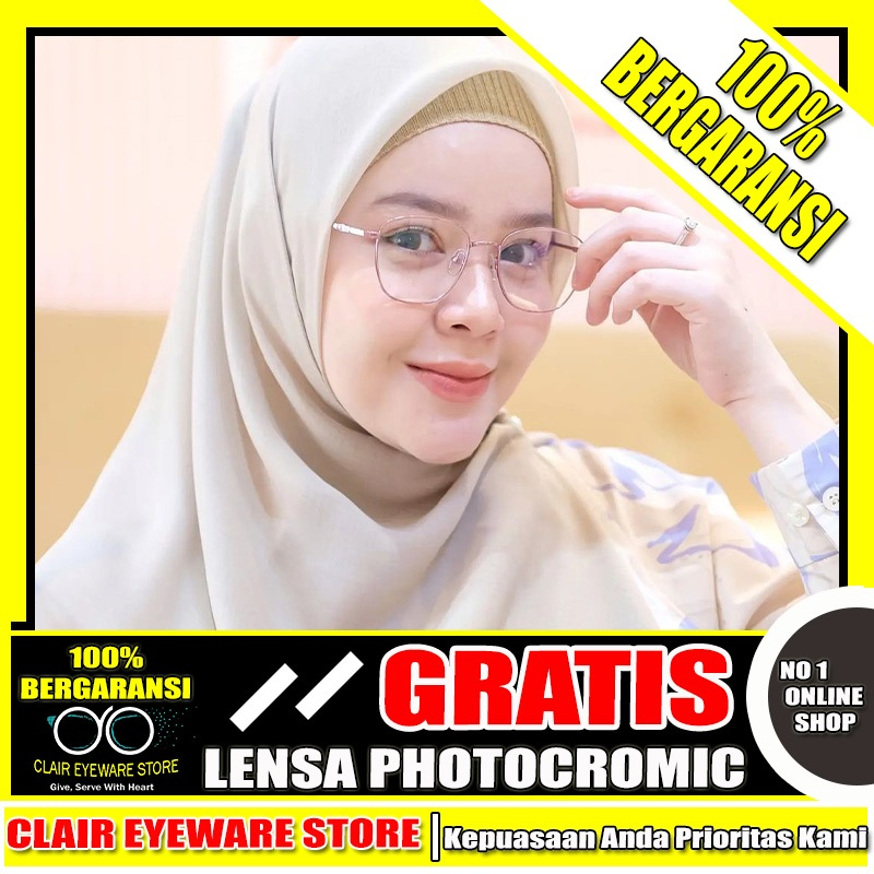 Optik Melawai Frame Kacamata Kotak Oval Besi Blueray Photocromic Anti Radiasi Hp Komputer Minus Cyli