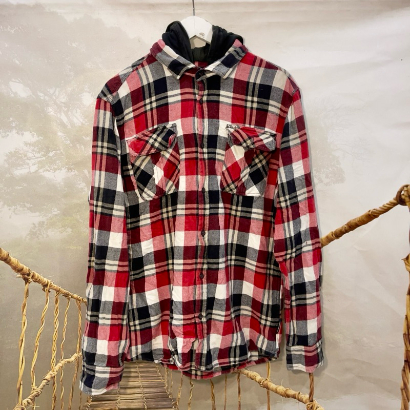 HOODIE FLANNEL MERAH