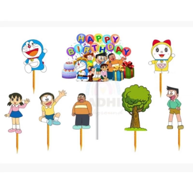 TOPER KARAKTER DORAEMON HIASAN TUSUK  KUE ULANG TAHUN