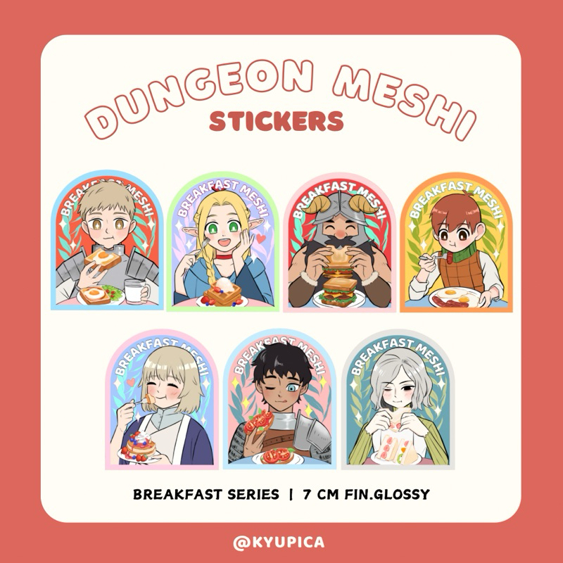 

Dungeon Meshi Stickers Satuan/Set (Delicious in Dungeon Breakfast Edition) CF 18 | art by kyupica