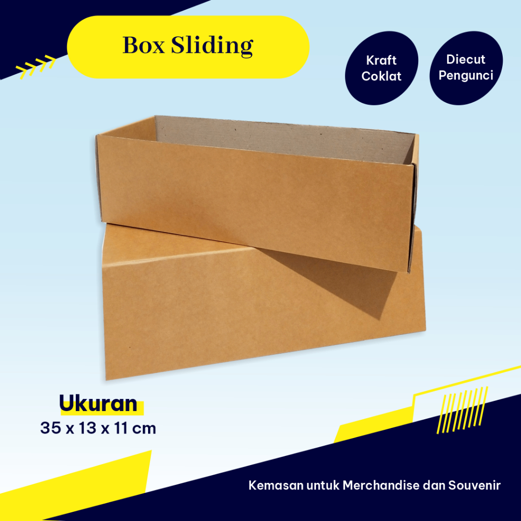 

Kardus Box B FLUTE - (Ukuran 35 x 13 x 11 cm) - Slidding Box