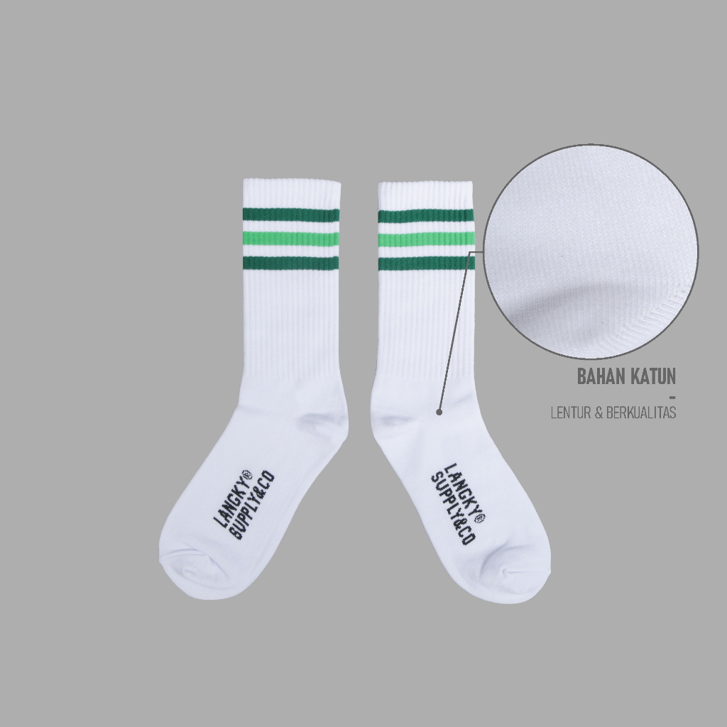 Kaos Kaki Distro Pria Wanita Langky Sock ADLO ST DLG Putih