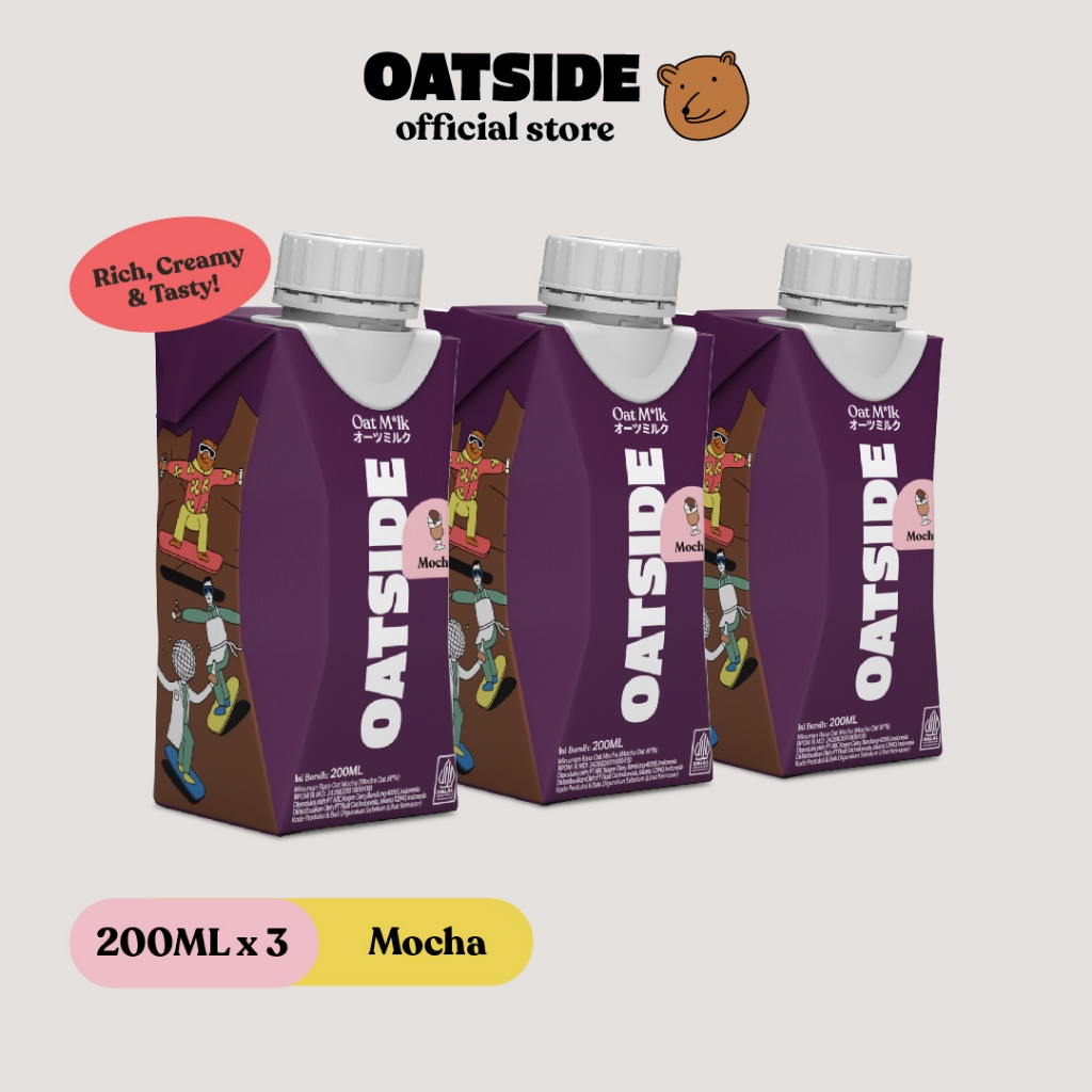 

OATSIDE Mini Cap Oat Milk Mocha 200ml (3pcs) (Kemasan Tutup Botol) | Susu Oat Rasa Moka