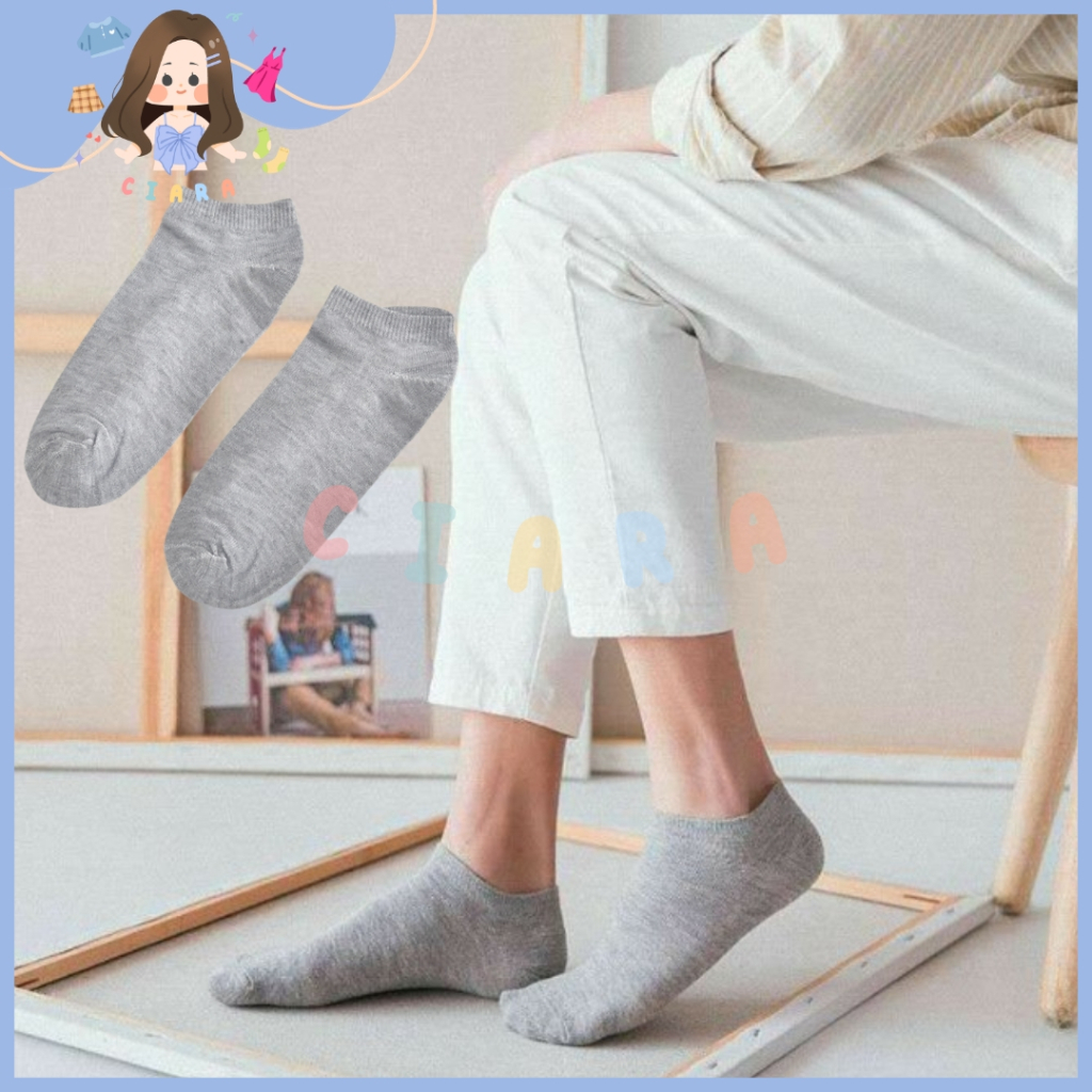 CIARA - Kaos Kaki Pendek Polos Dewasa Kaos Kaki Mata Kaki Kaos Kaki Abu Muda Pendek