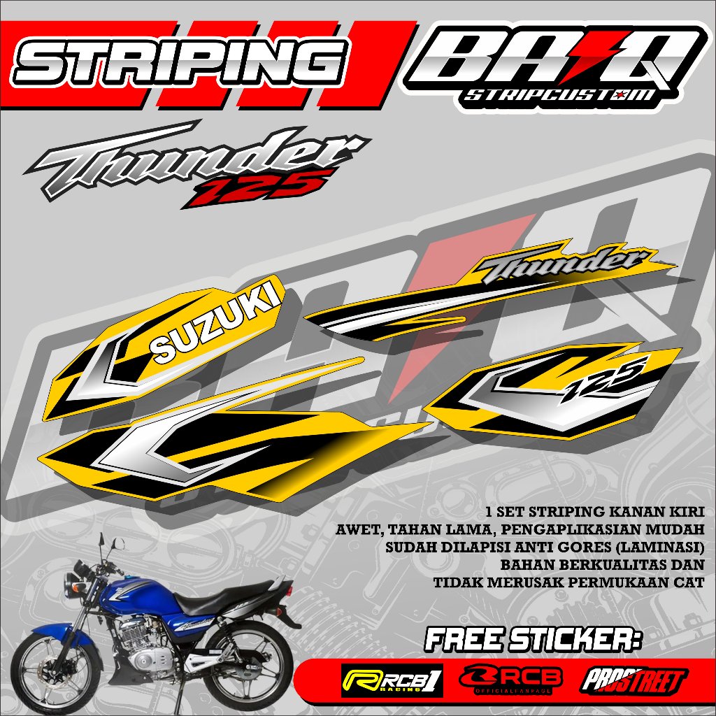 STICKER STRIPING SUZUKI THUNDER 125 - STICKER STRIPING SUZUKI THUNDER 125 MOTIF LIST GOLD