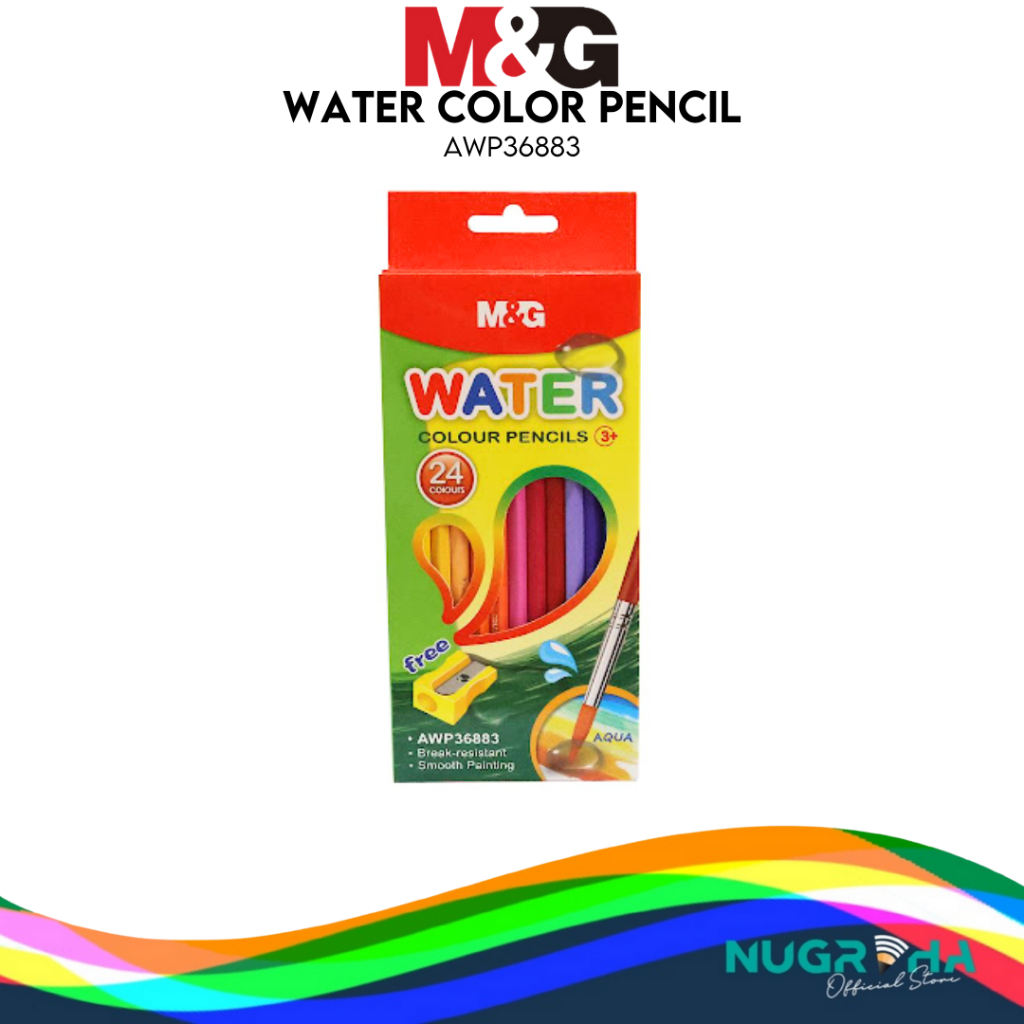 M&G AWP36883 Pensil Warna Panjang 24 Warna Water Color Pencil paper Box Classic Coloring Set