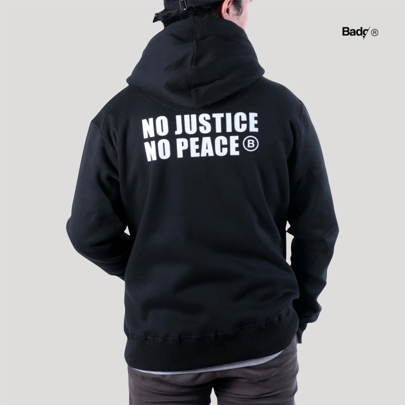 Badger Sweater Pullover Hoodie NO JUSTICE Black