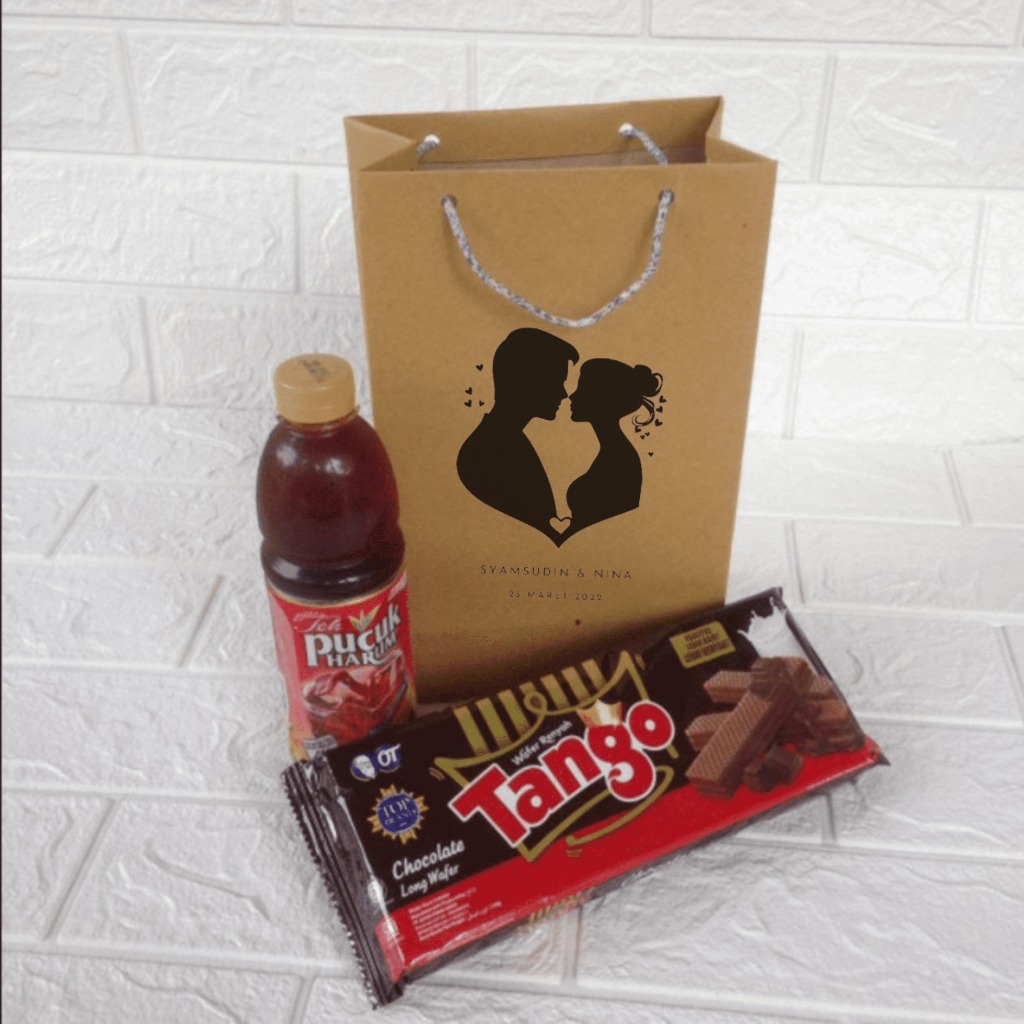 

CUSTOM PAPERBAG WAFER SABLON EMAS/PUTIH/HITAM UK 15X25 / PAPERBAG CUSTOM / PAPER BAG POLOS COKLAT