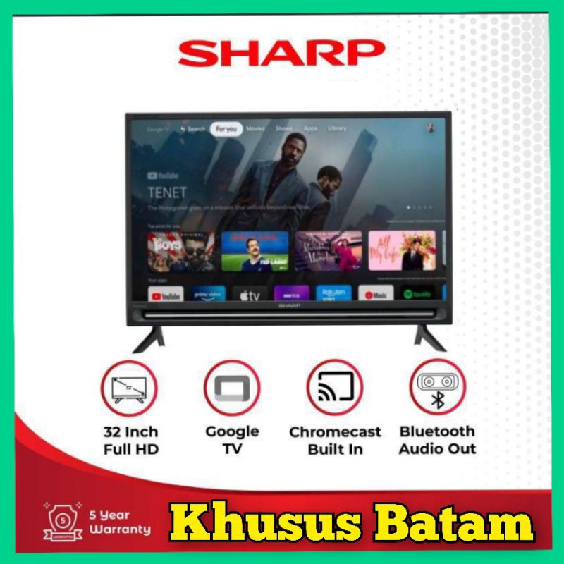 GOOGLE TV SHARP 32EG1I / LED SMART TV SHARP 32'INCH GARANSI RESMI (KHUSUS BATAM)