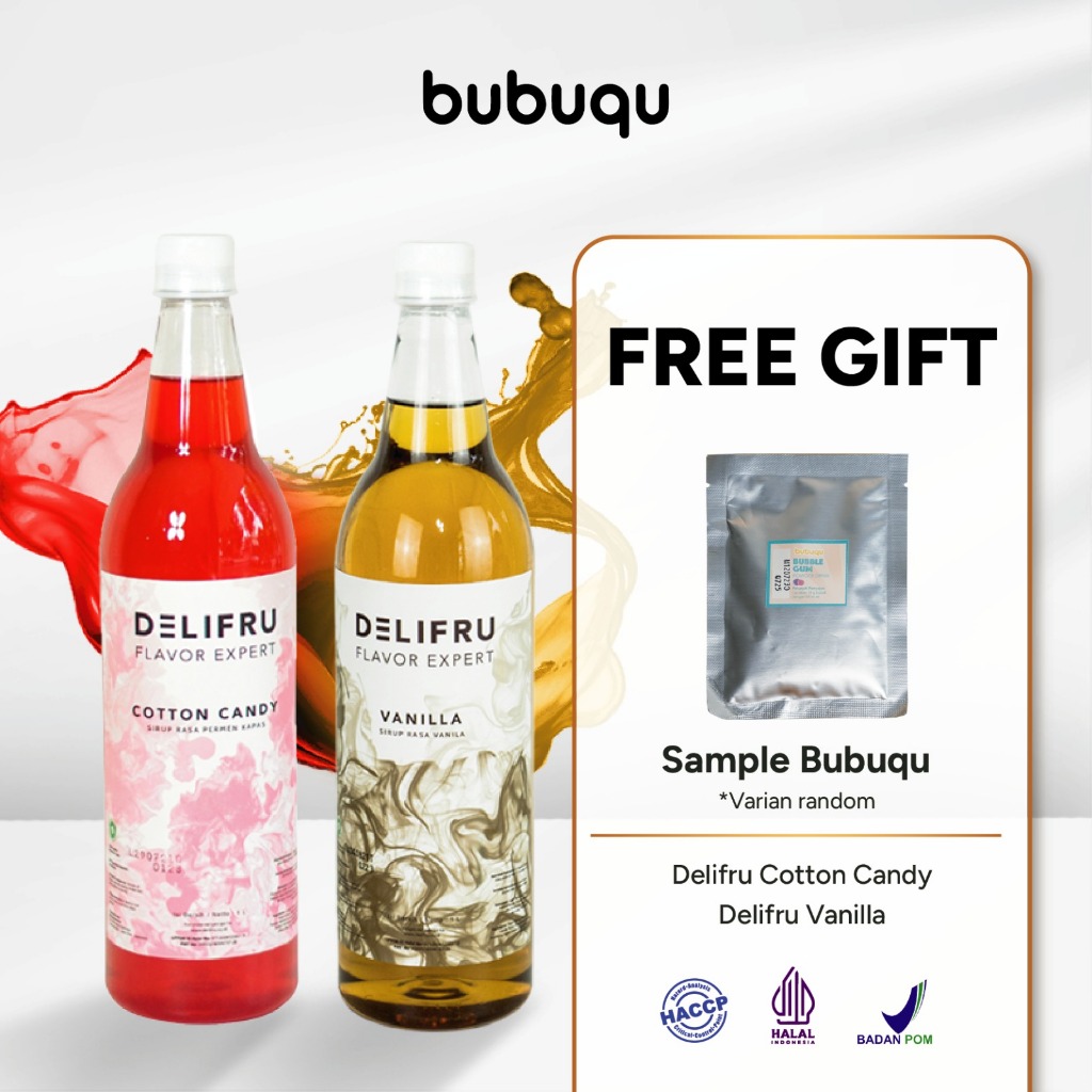 

Delifru Paket Bundling Syrup Delifru Vanilla 1L + Sirup Cotton Candy 1L