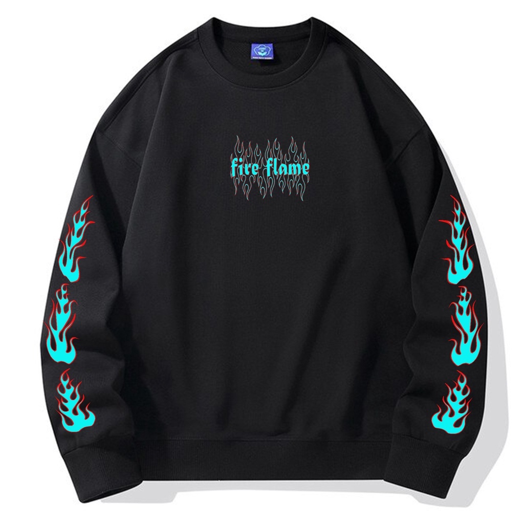 [BISA COD] Sweater Pria Fire Flame Sweater Kece terbaru
