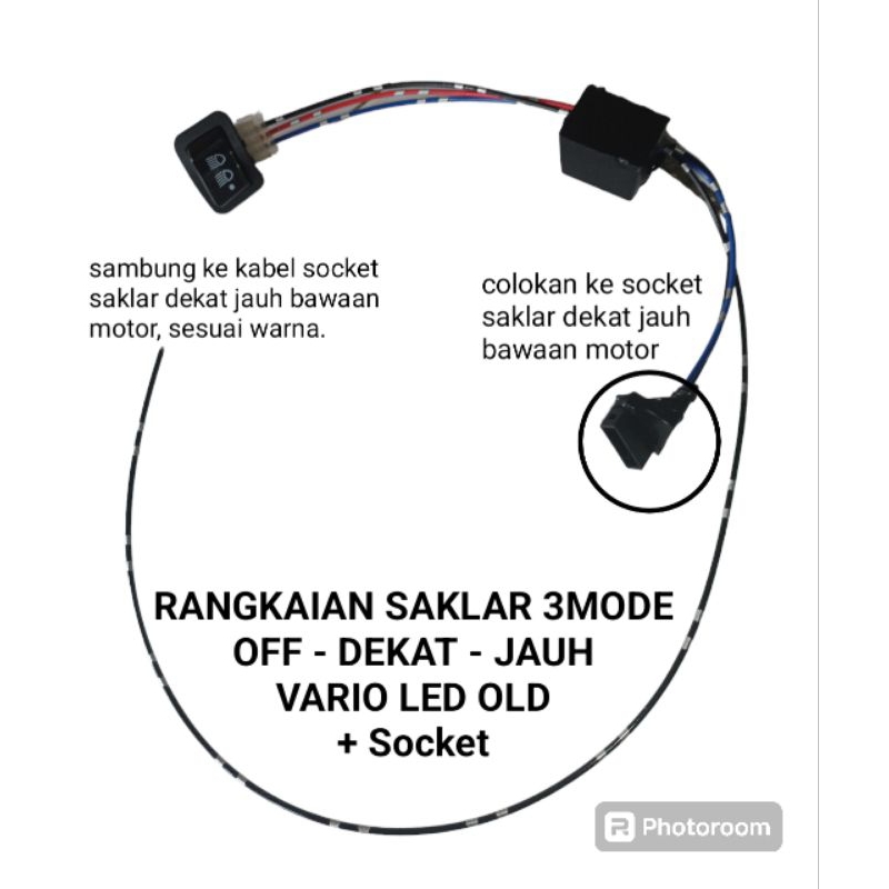 Rangkaian saklar lampu 3mode off-dekat-jauh  vario 125/150 led old