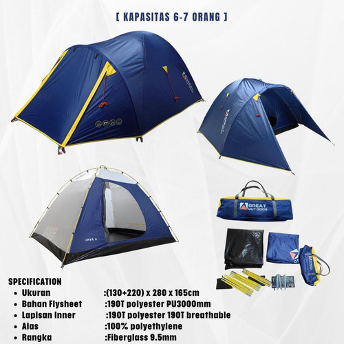 Tenda Great Outdoor GO Java 6 Orang Original Resmi Waterproof Double Layer