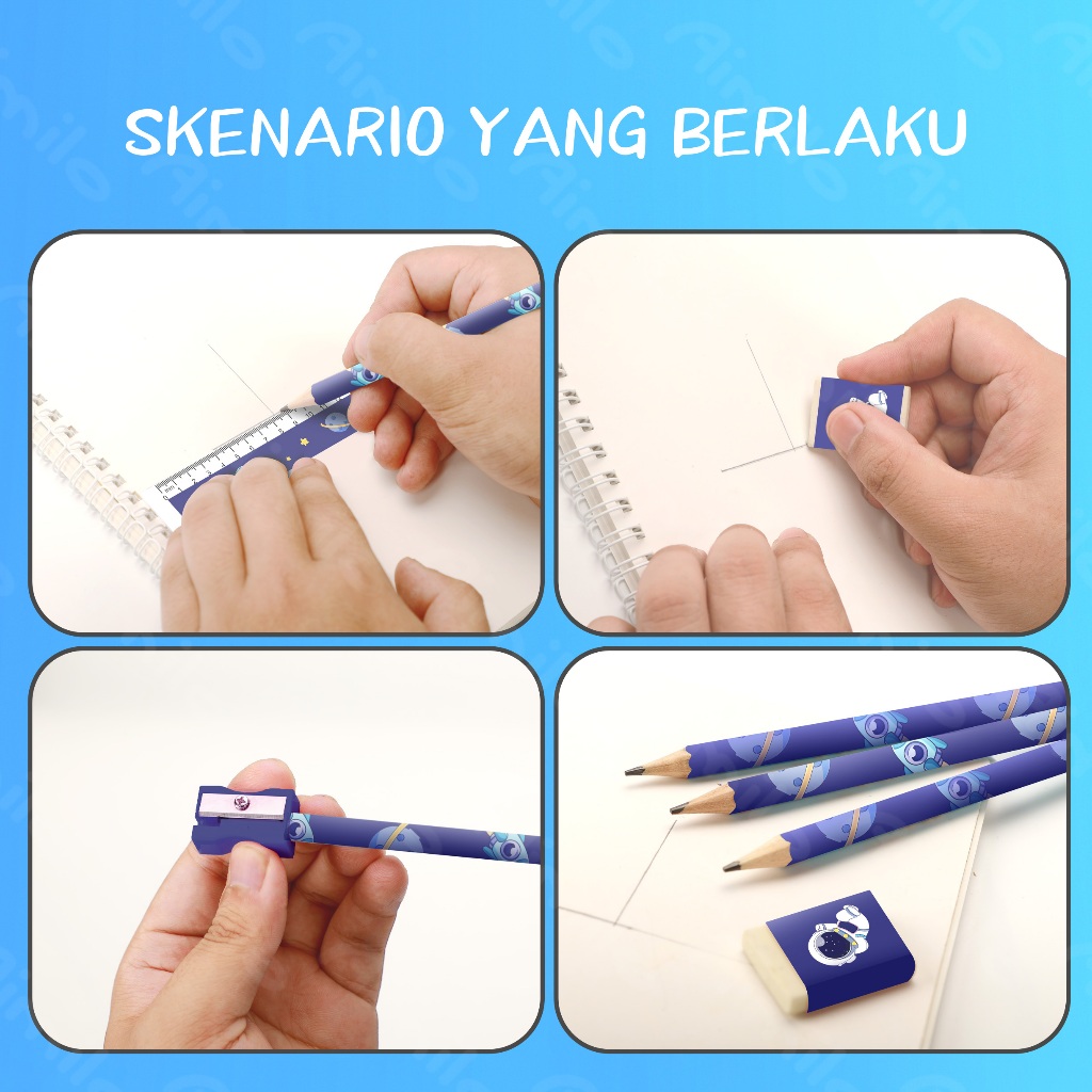 

Aimilo 5in1 Pensil Set Alat Tulis Anak Lucu Dan Penghapus Untuk Tempat Pensil Buku Tulis Sekolah
