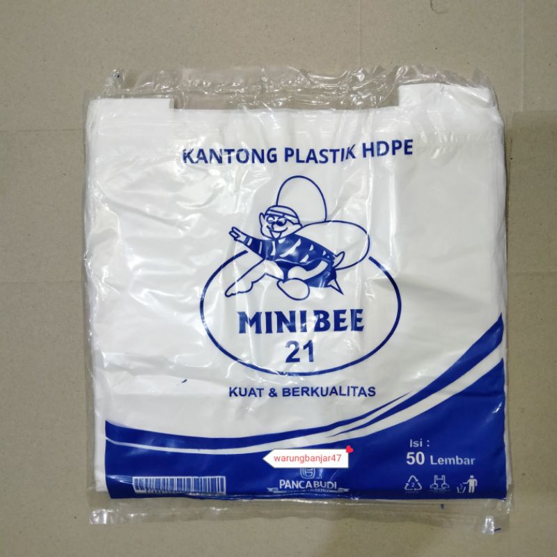 [Isi 50Lbr] Kantong plastik HDPE putih Minibee uk 21 Kantong kresek putih kantong plastik kantong kr