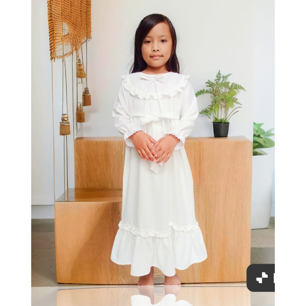 GAMIS PUTIH MANASIK ANAK PEREMPUAN USIA 1 - 12 TAHUN | GAMIS ANAK KEKINIAN 2024| OOTD ANAK