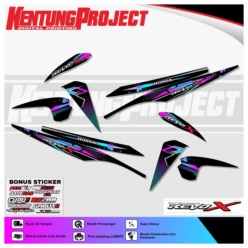 STRIPING STICKER REVO X UV TRANSPARAN- STICKER HOLOGRAM HONDA REVO X