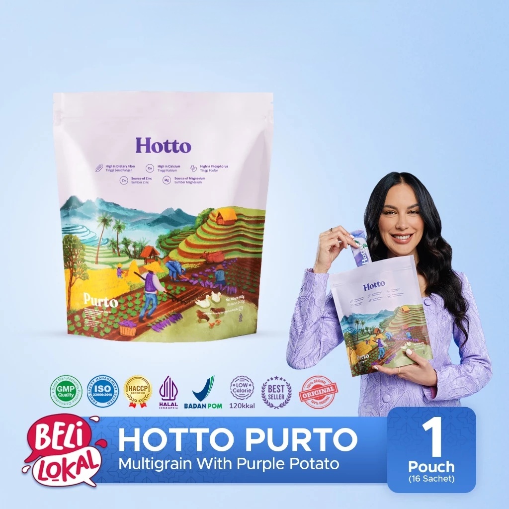 

READY!! HOTTO PURTO 1 POUCH 16 SACHET (Minuman Kesehatan Serat Bubuk Multi Grain Traditional Healthy Fiber Drink Halal BPOM)