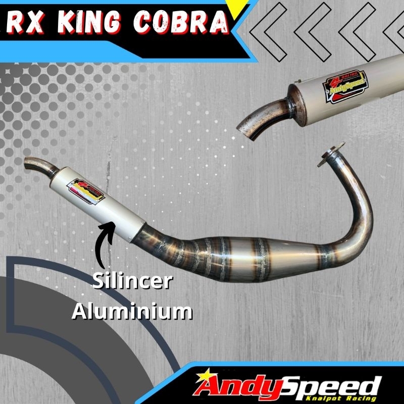 knalpot RX KING KOLONG MODEL COBRA PLAT KARAT SILINCER ALMUNIUM merk andy speed