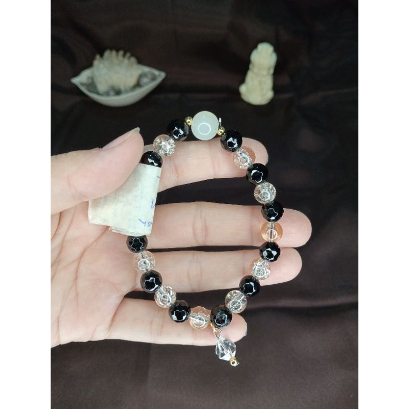 gelang natural candy agate,blue sand stone,black obsidian, sugilite,lava rock,lepidolite