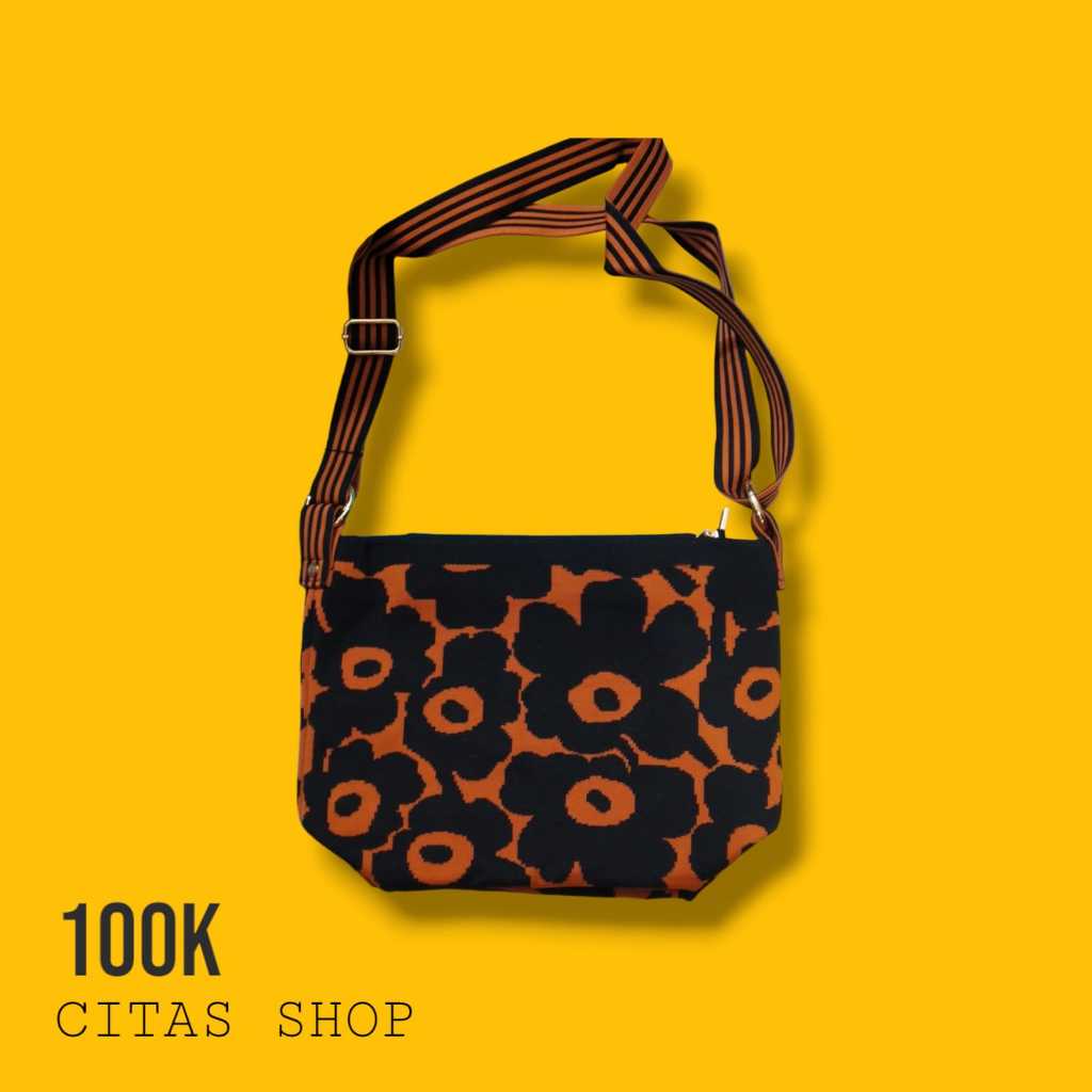 Tas wanita hitam corak orange