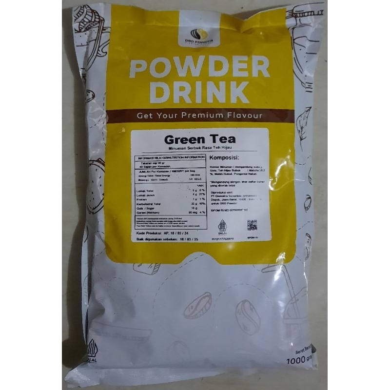 

dbd powder drink premium flavour GREEN TEA / TEH HIJAU 1000 gram / 1 kg