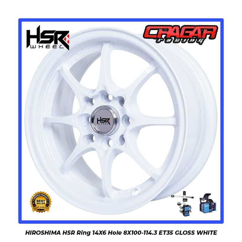 PELEK MOBIL R14 VELG MOBIL RING 14 HSR HIROSHIMA LUBANG 4 WHITE - TOKO VELG RACING MOBIL