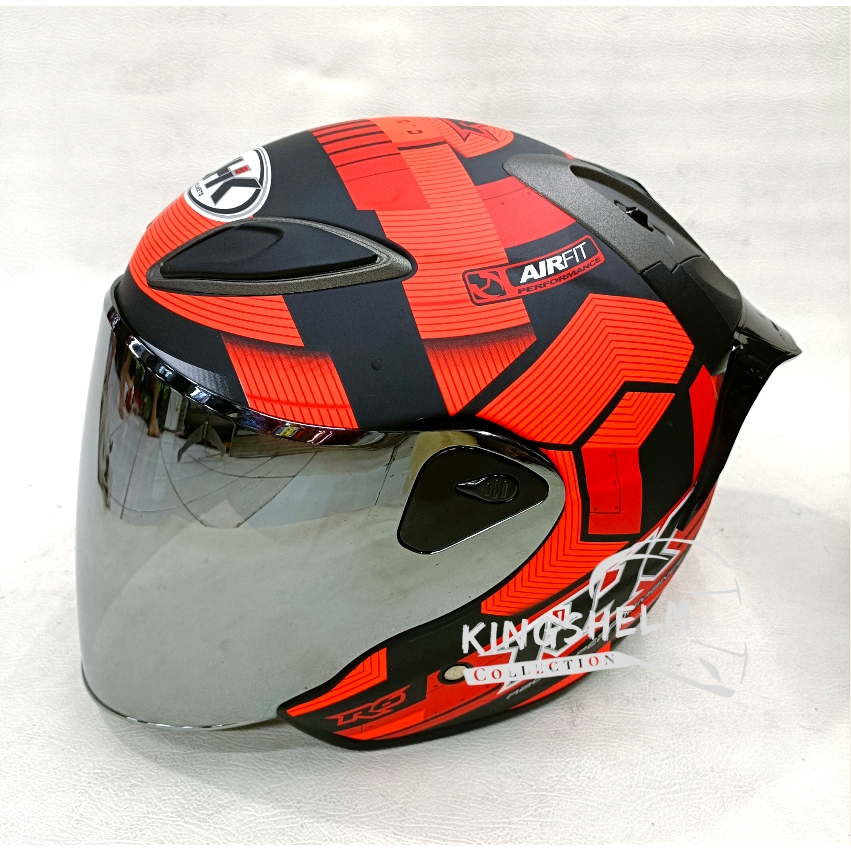 HELM NHK R6 CUBE BLACK RED DOP PAKET GANTENG