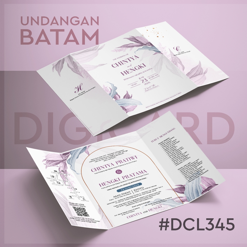 Undangan Pernikahan Lipat 3 Softcover | Undangan Pernikahan | Undangan Ngunduh Mantu